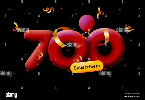 Banner With 700 Followers Thank You In Form Of 3d Red Balloons And