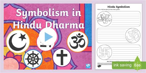 Symbolism In Hindu Dharma Powerpoint And Worksheet Pack