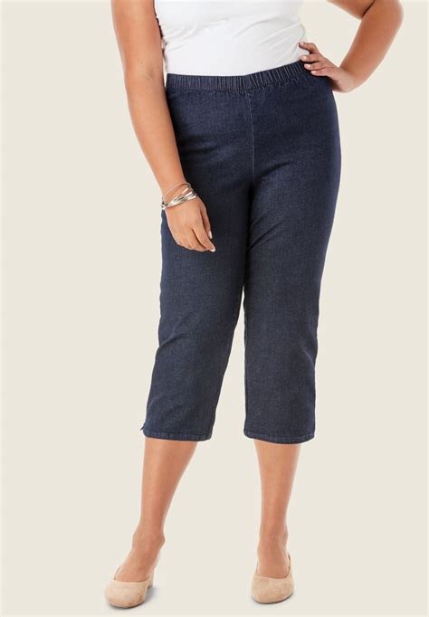 Capri Pull On Stretch Jean By Denim 24 7 Plus Size Capris And Shorts
