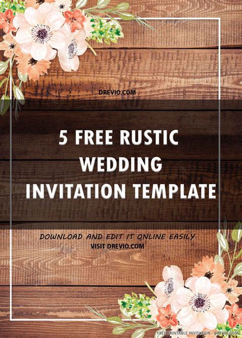 Free Printable Rustic Wedding Invitation Templates Drevio Free