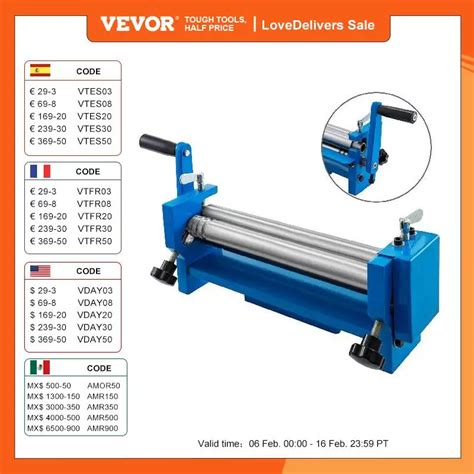 Vevor Slip Roll Machine 300mm 320mm 610mm Desktop Manual Metal Plate
