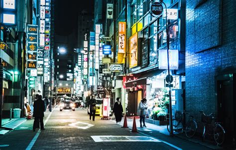 Wallpaper Tokyo Japan Street People Neon Cityscape Shops