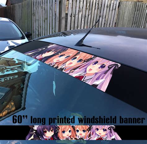 60 Anime School Girl Manga Sexy Sun Strip Printed Windshield Car Vinyl