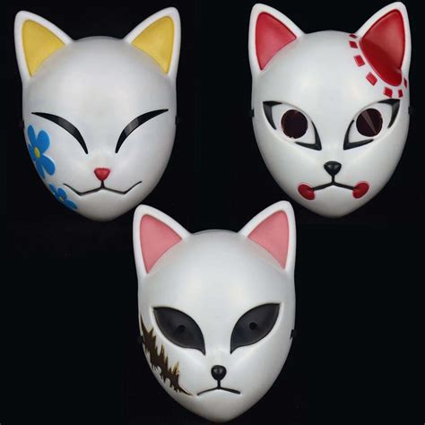 Kitsune Tanjirou Sabito Makomo Cosplay Face Warding Mask Anime Demon