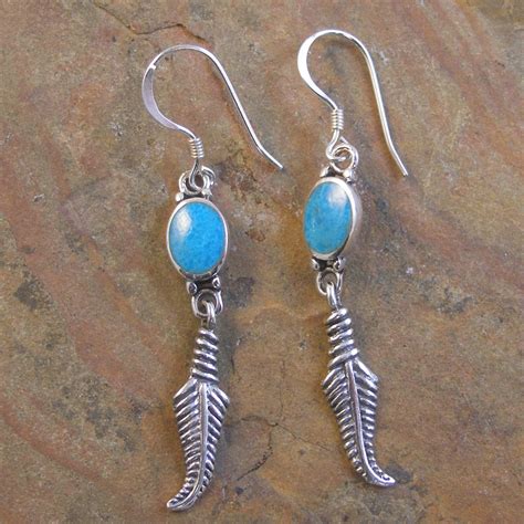 7x14 5mm Sterling Silver Turquoise Earring Transglobal Trading