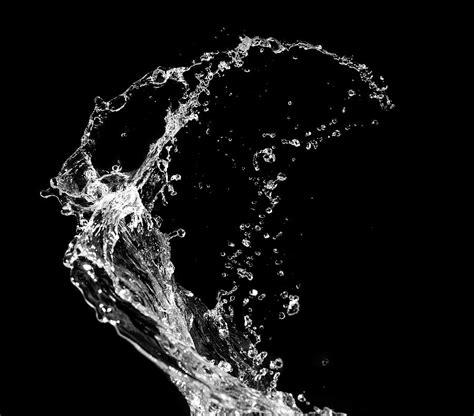 Stylish Water Splash Isolated On Black Background Image Digital Art