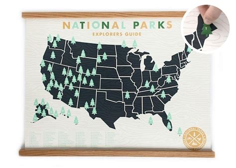 National Parks Map 18x24 Official Explorers Guide Screen