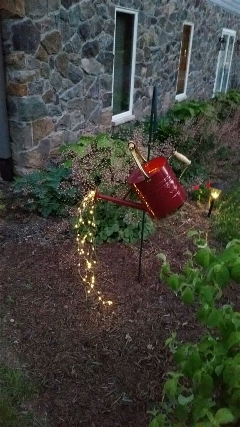 Watering Can With Fairy Lights Garden Lighting Design