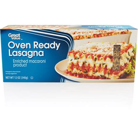 Great Value Oven Ready Lasagna Noodles 12 Oz