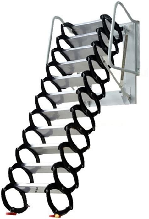 Buy 12 Steps Wall Mounted Folding Stairs Black Retractable Attic Ladder
