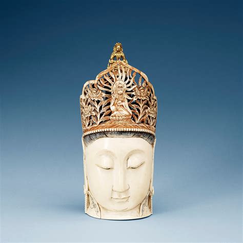 A Carved Ivory Head Of A Guanyin Late Qing Dynasty Bukowskis