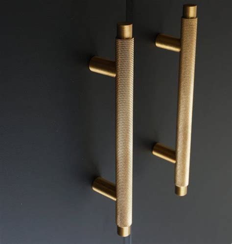 Knurled T Bar Solid Brass Cabinet Handles Brass Door Handles Etsy