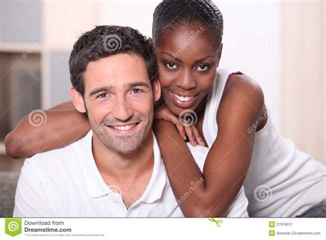 Mixed Race Couple Indoors Stock Image Image Of Cohabiting