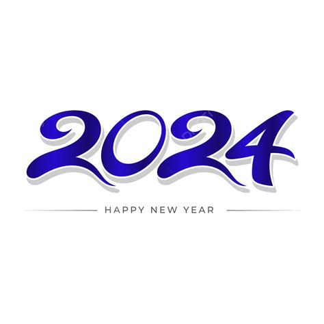 2024 Minimal Style New Year Holiday Text Hand Drawn Vibrant Blue Color