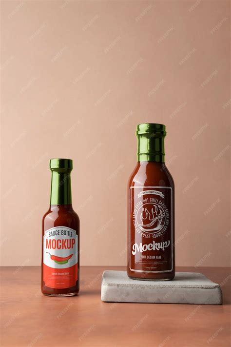 Premium Psd Glass Sauce Bottle Mock Up Design