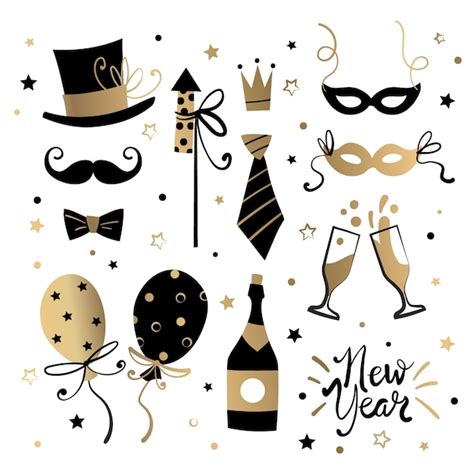 Free Vector Hand Drawn New Year Party Element Collection