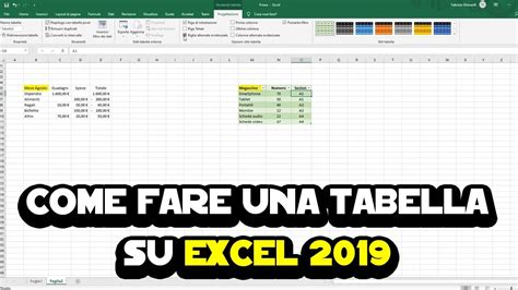 Come Fare Una Tabella Su Excel 2019 Youtube