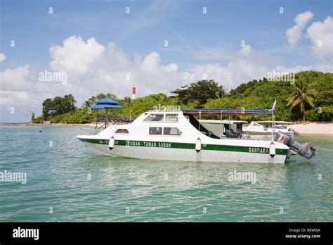 Tour Boat Docked At Turtle Islands National Park Taman Negara Pulau