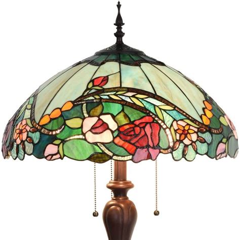 Bieye Lighting Bieye L10740 Rose Flower Tiffany Style Stained Glass Floor Lamp With 18 Inch Wide