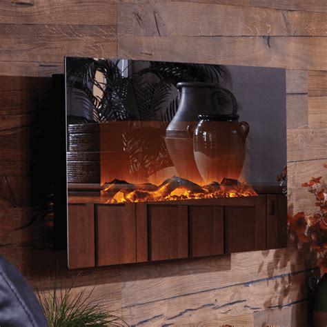 Touchstone 50 Mirror Onyx Wall Mounted Electric Fireplace Crackle