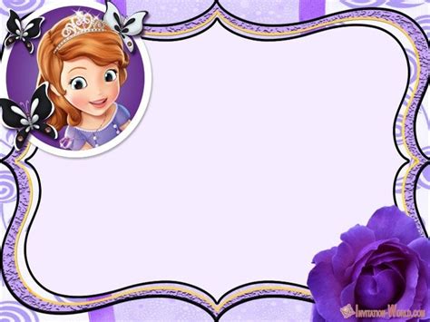 A sofia the first birthday party with 3d paper castle centerpieces, castle shaped pb&j sandwiches, tiara topped cake, royal art studio crafts + more. Sofia the First Free Online Invitation Templates | Invitation World