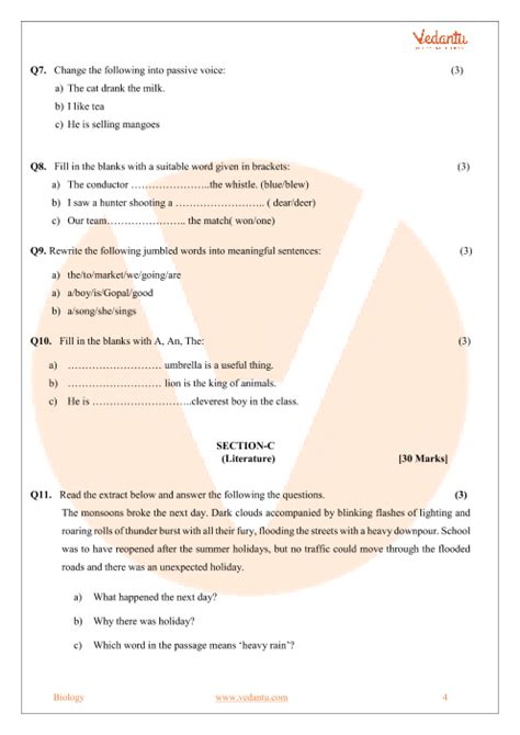 Sample Paper Class 7 English Kv Example Papers