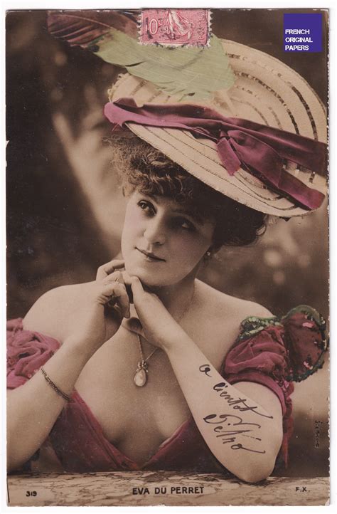 eva du perret 1906 edwardian woman vintage postcard hat victorian fashion frenchoriginalpapers