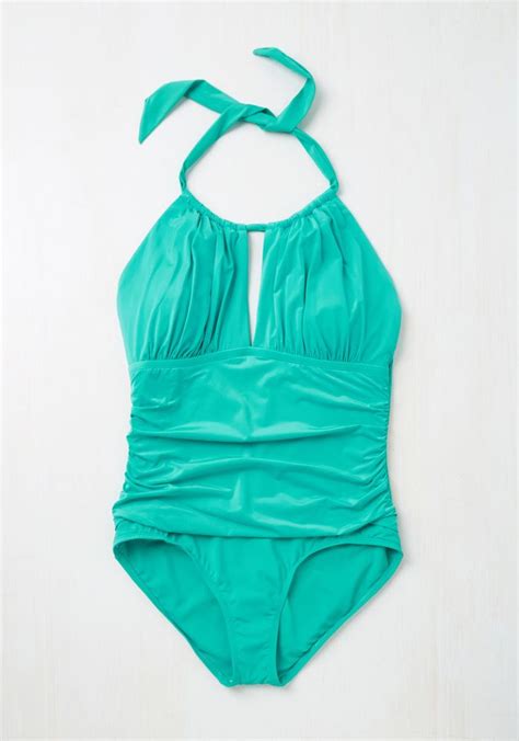 Working Tidal One Piece Swimsuit In Turquoise 1x 3x Mod Retro