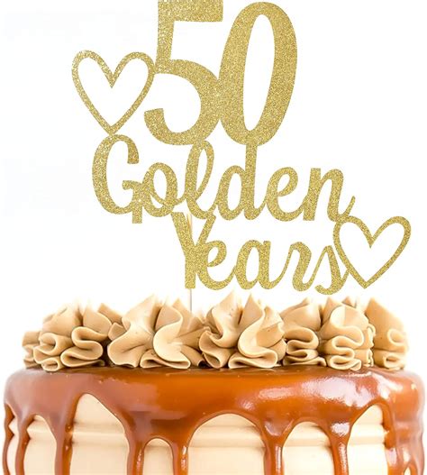 Golden Wedding Cake Topper 50th Golden Year Cake Topper