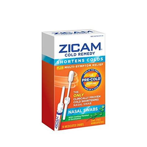 Zicam Cold Remedy Nasal Swabs Plus Multi Symptom Relief 20 Ea