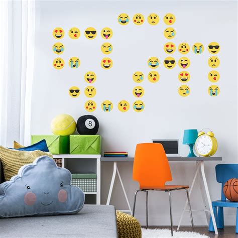 36 Emoji Wall Decals Matte Fabric Eco Friendly Peel And Stick Etsy