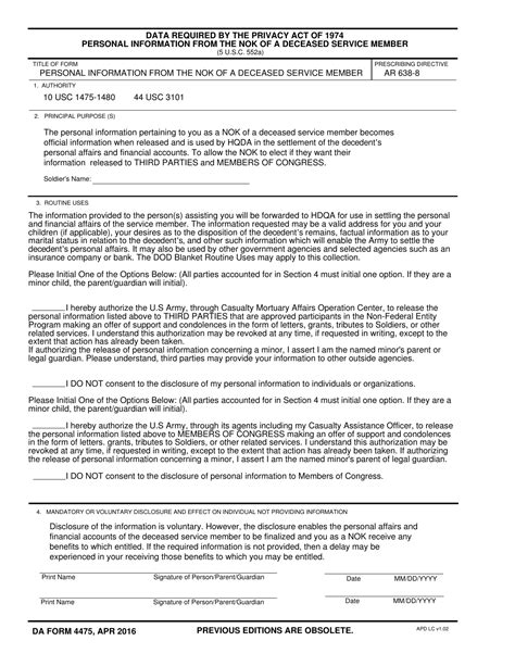 Da Form 4475 Fill Out Sign Online And Download Fillable Pdf