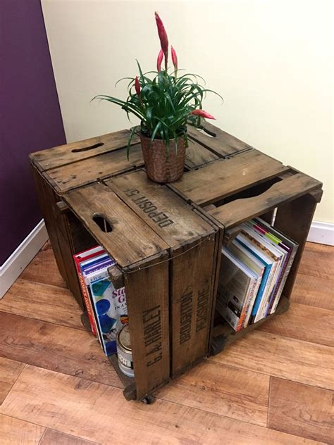 Crate Table And Storage By Thefunkiturefarm On Etsy Retro Coffee Tables