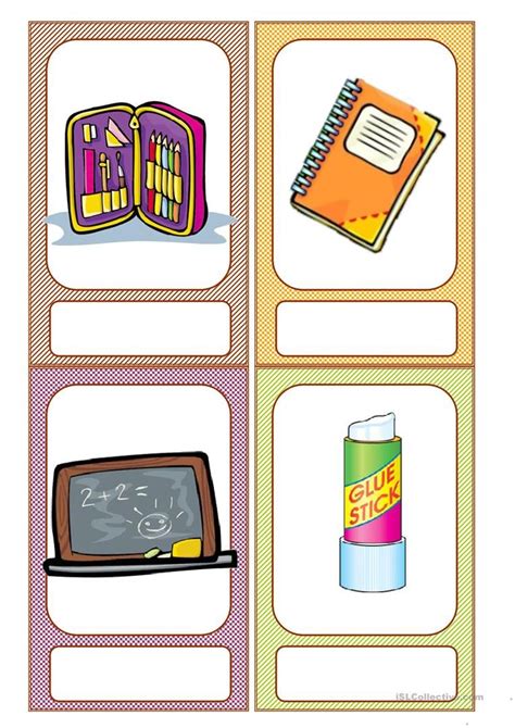 School Objects Flashcards English Esl Worksheets Dibujos
