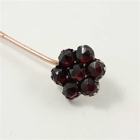 Vintage 14k Gold Stick Pin With Garnet Stones 2 Inches Long Etsy
