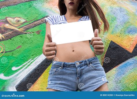 Woman Hold Blank Board Advertisement With Empty Copy Space Stock Photo