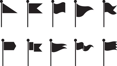 Black Flags Collection Waving Flags Icon Set 7033135 Vector Art At