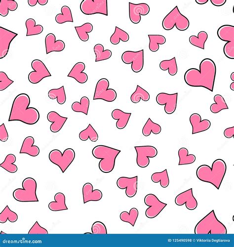 Seamless Pattern Pink Hearts On White Background Stock Vector Illustration Of Element Fabric