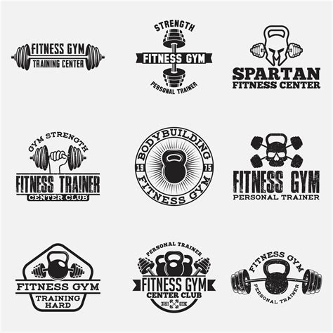 Fitness And Gym Logos Badges And Labels Set 2088506 Vector Art At Vecteezy