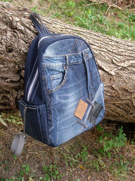 Recycled Big Jeans Backpack For Men Upcycled Denim College Etsy In