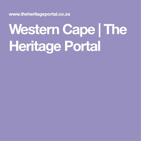 Western Cape The Heritage Portal Western Cape Heritage Cape