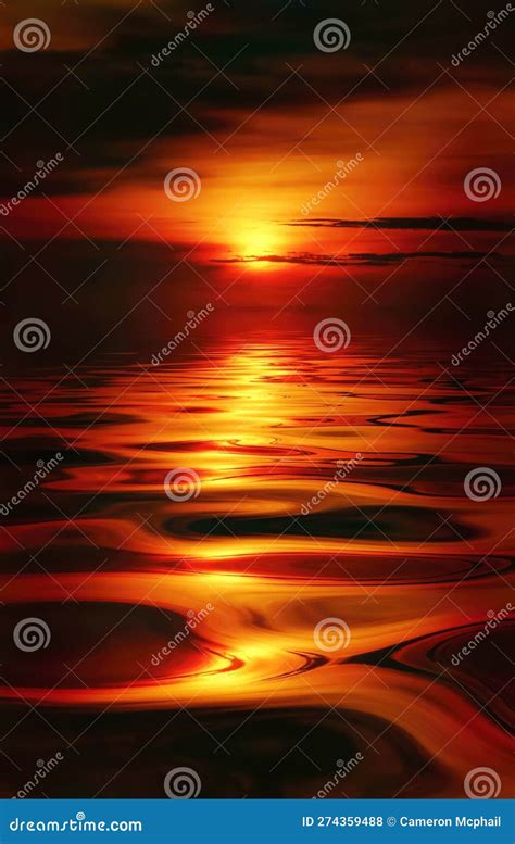Orange Dawn Or Dusk Over Oily Water Stock Photo Image Of Sunrise