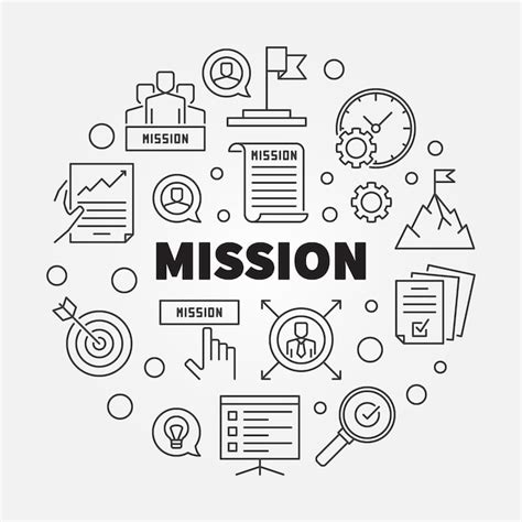Mission Concept Outline Round Icon Illustration Premium Vector