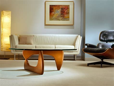 Wooden coffee table in elegant living room interior, real photo. Noguchi Coffee Table Design Images Photos Pictures