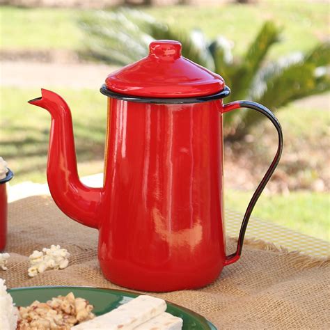 Bule Para Café Esmaltado Tradicional Nº 14 Vermelho 1500 Ml Ewel