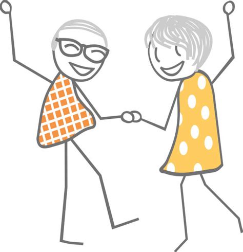 Best Two Couples Of Old Senior People Dancing Together Illustrations