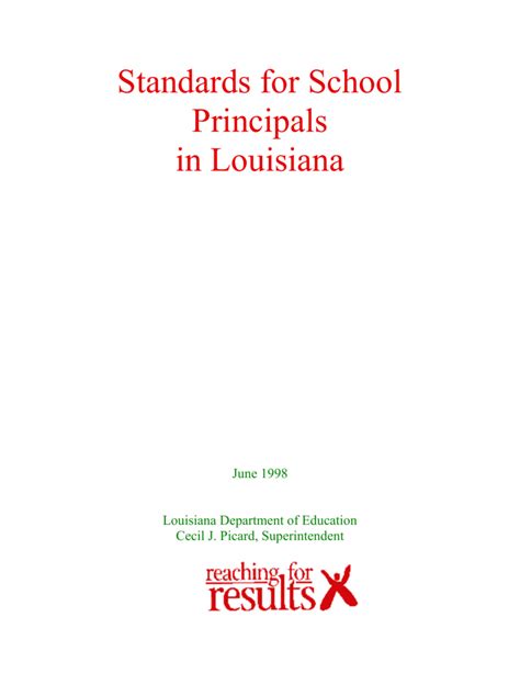 Standards For School Principals Louisiana Department Of Education