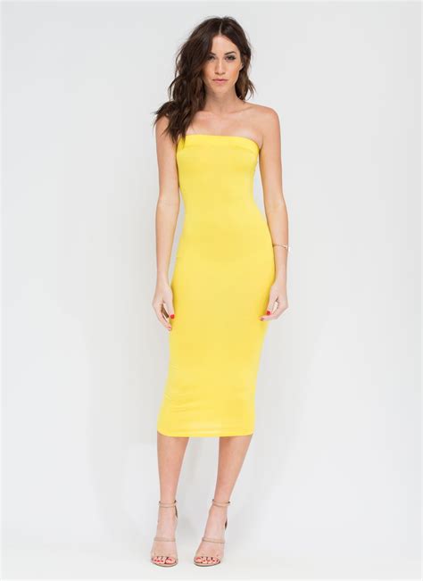 Buy Yellow Tube Dress In Stock