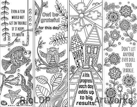 Download 8 Coloring Bookmarks with Quotes - RicLDP Artworks