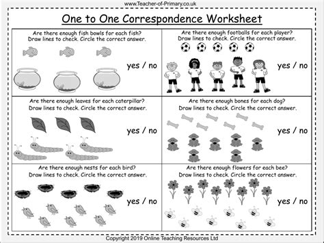 One To One Correspondence Worksheet Maths Year 1